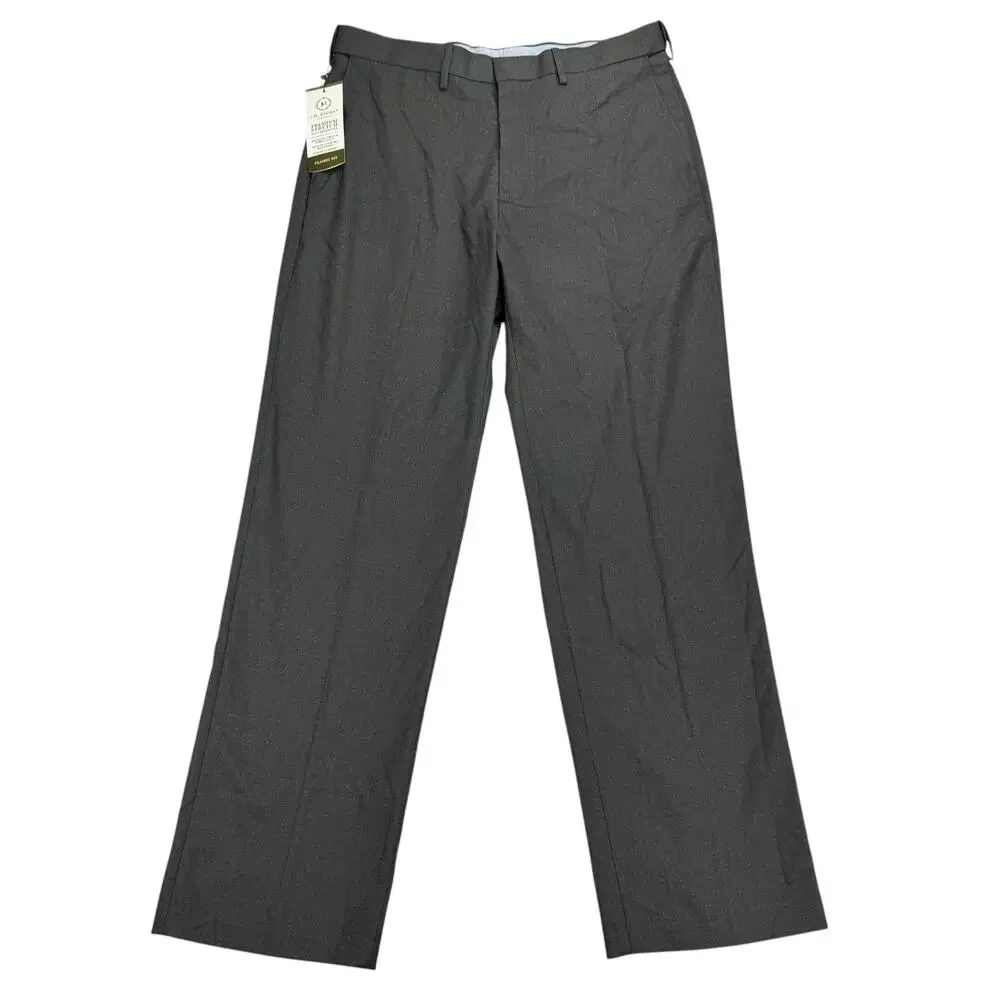 Haggar Mens Premium Stretch Classic Fit Flat Front Suit Pants Dark Gray 34x32